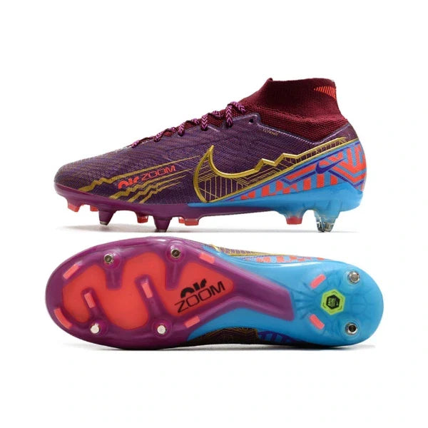 Nike Zoom Mercurial Superfly 9 Elite Purple Aluminium Studs SG Football Boot