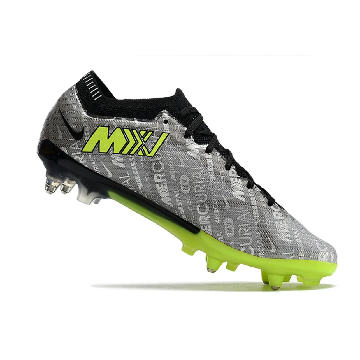 Nike Zoom Mercurial Vapor 15 Elite Aluminium Studs SG Gray and Green Football Boot