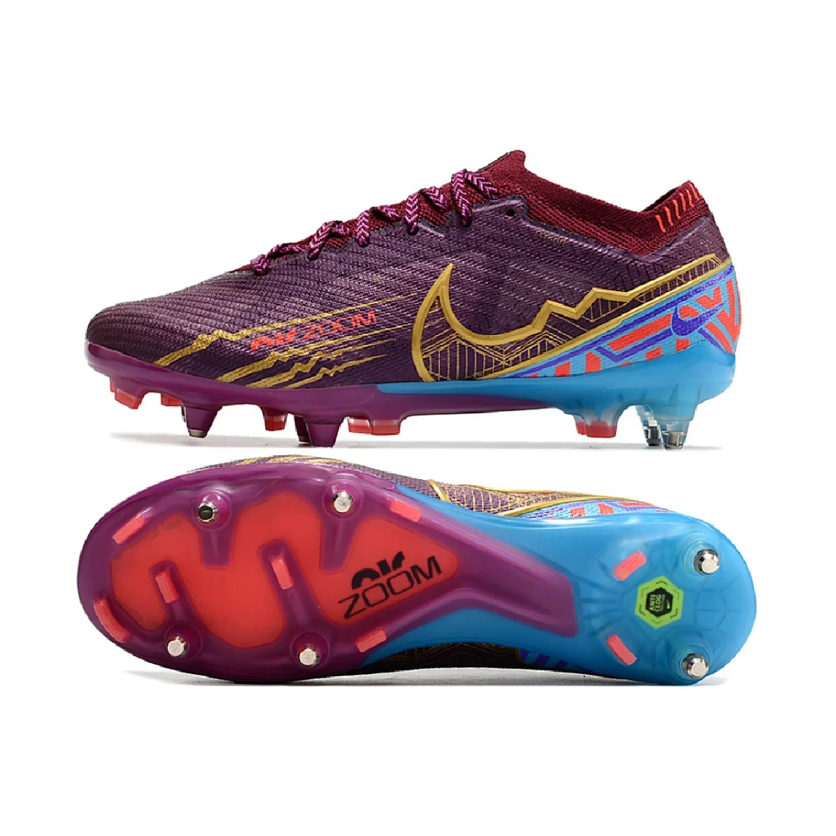 Nike Zoom Mercurial Vapor 15 Elite Purple Aluminum Studs SG Football Boot Mbappe