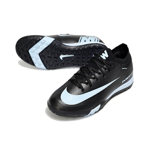 Nike Zoom Mercurial Vapor 16 Elite Black and Light Blue Turf TF Kids Football Boot