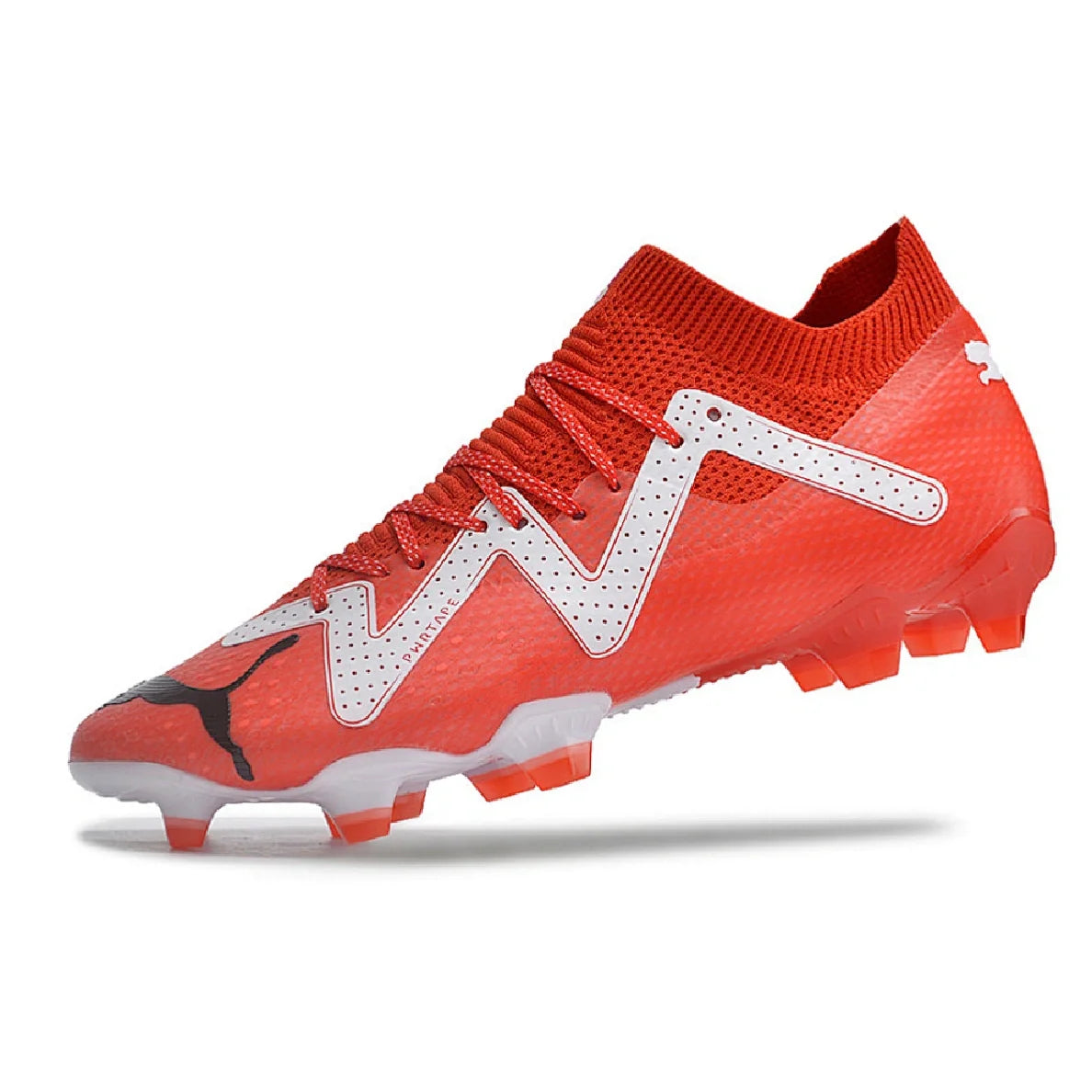 Botas de fútbol Puma Future Ultimate FG para terreno firme, color rojo y blanco
