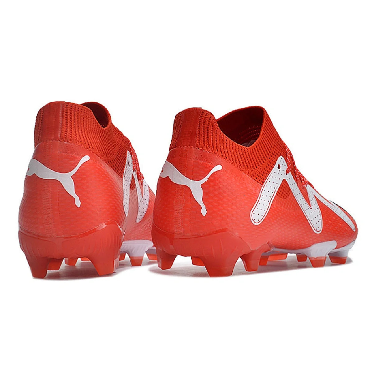 Botas de fútbol Puma Future Ultimate FG para terreno firme, color rojo y blanco