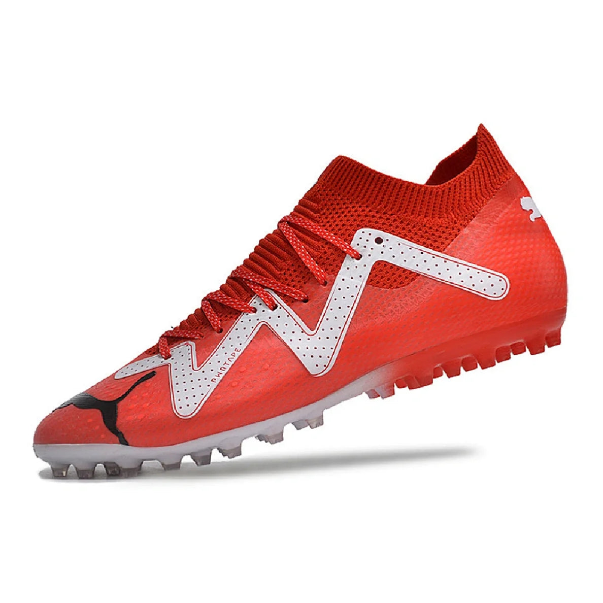 Botas de fútbol Puma Future Ultimate MG multisuperficie en rojo y blanco