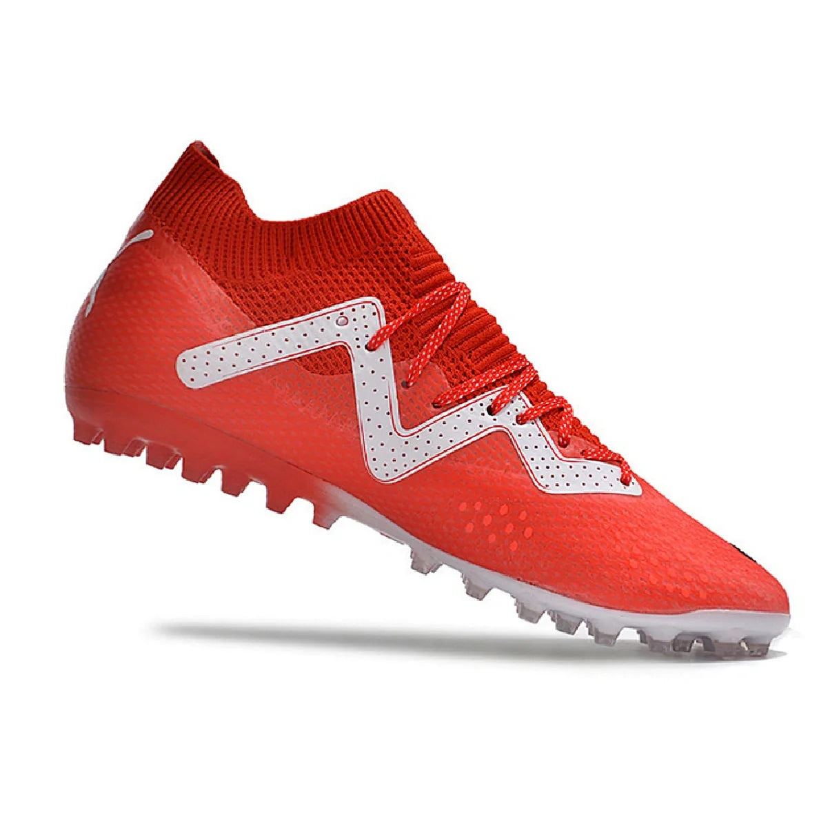 Botas de fútbol Puma Future Ultimate MG multisuperficie en rojo y blanco