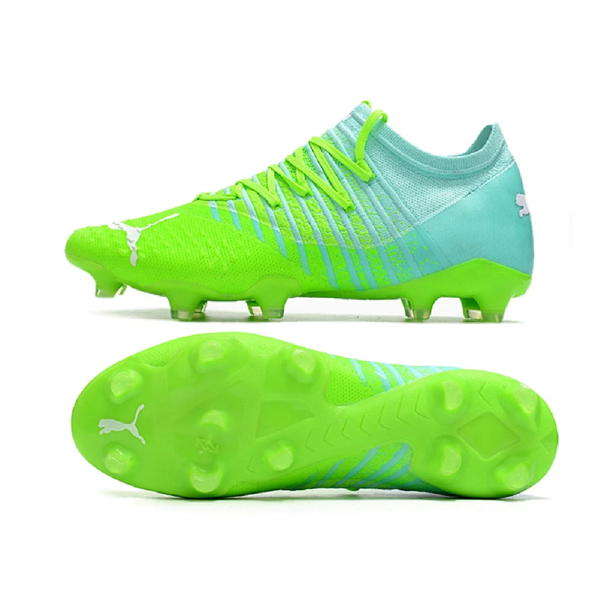 Botas de fútbol Puma Future Z 1.3 FG para terreno firme azul y verde