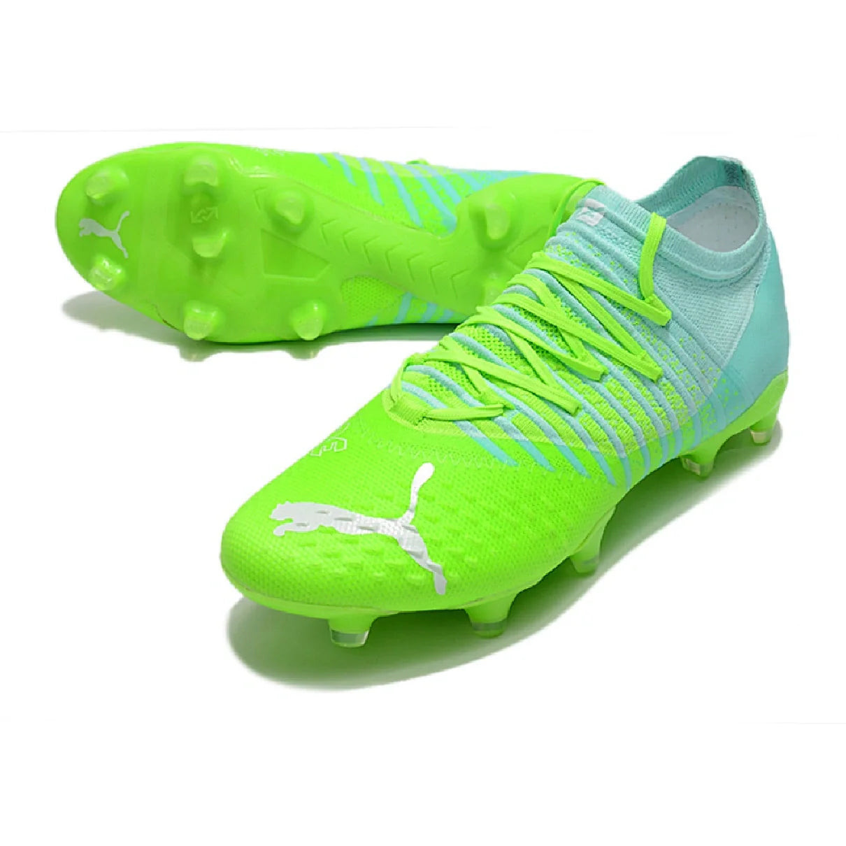 Botas de fútbol Puma Future Z 1.3 FG para terreno firme azul y verde