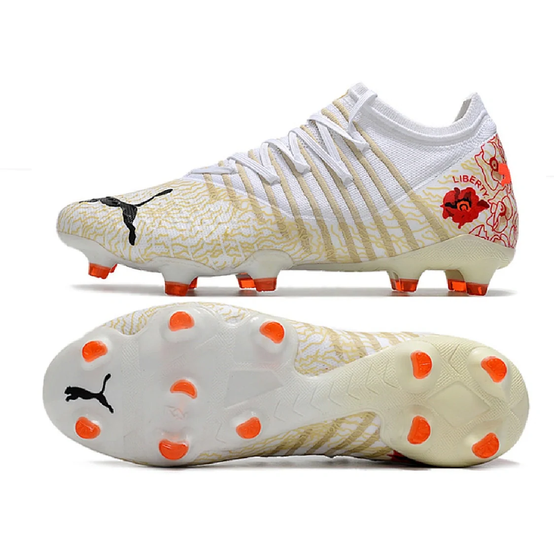 Botas de fútbol Puma Future Z 1.3 Liberty Pack FG para terreno firme, color negro y azul