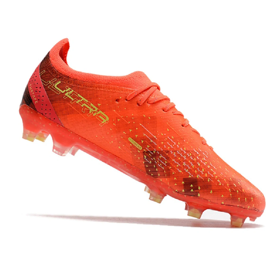 Botas de fútbol Puma Ultra Ultimate Fearless Pack FG para terreno firme, color negro y amarillo