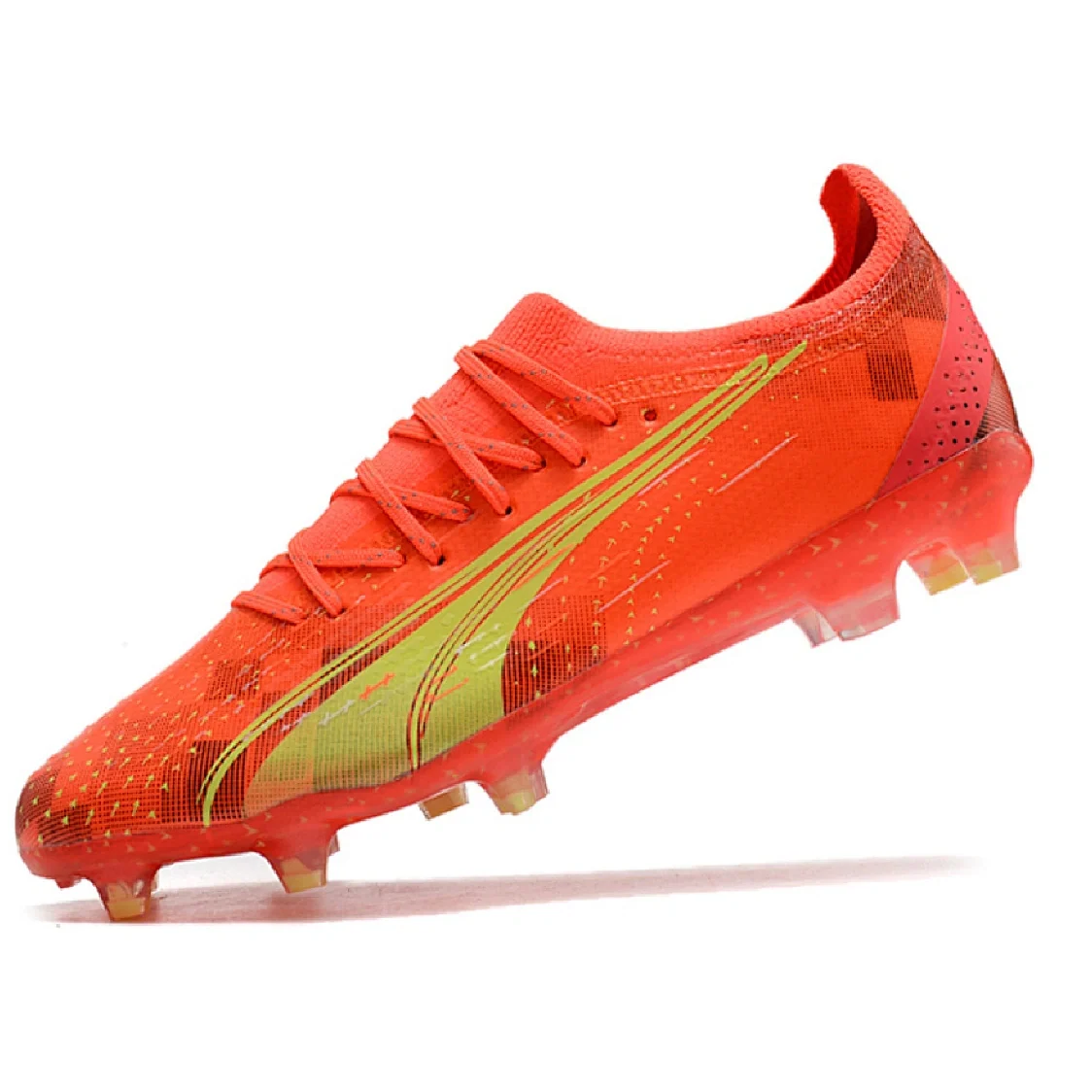 Botas de fútbol Puma Ultra Ultimate Fearless Pack FG para terreno firme, color negro y amarillo