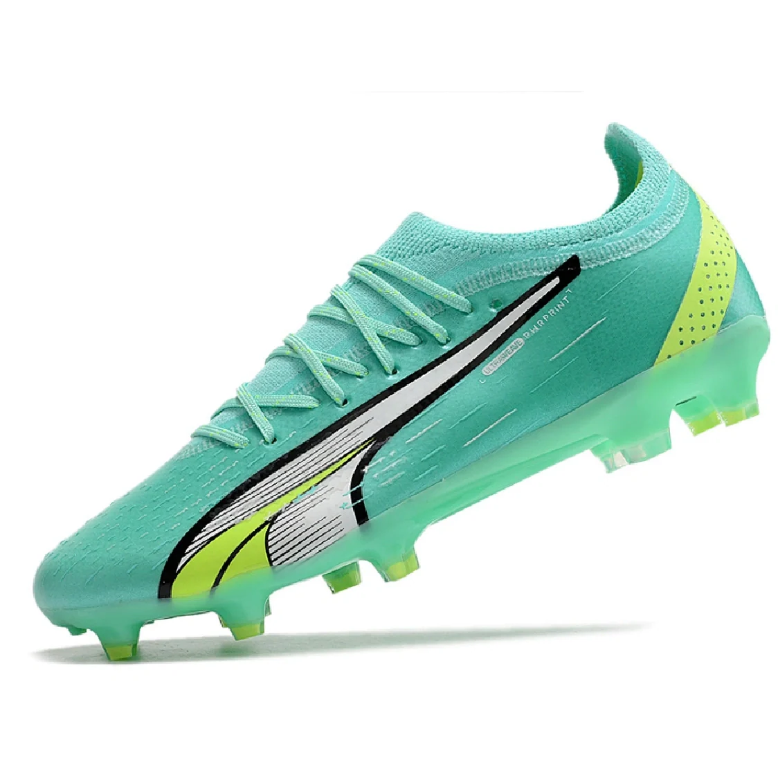 Botas de fútbol Puma Ultra Ultimate FG para terreno firme, color verde y negro