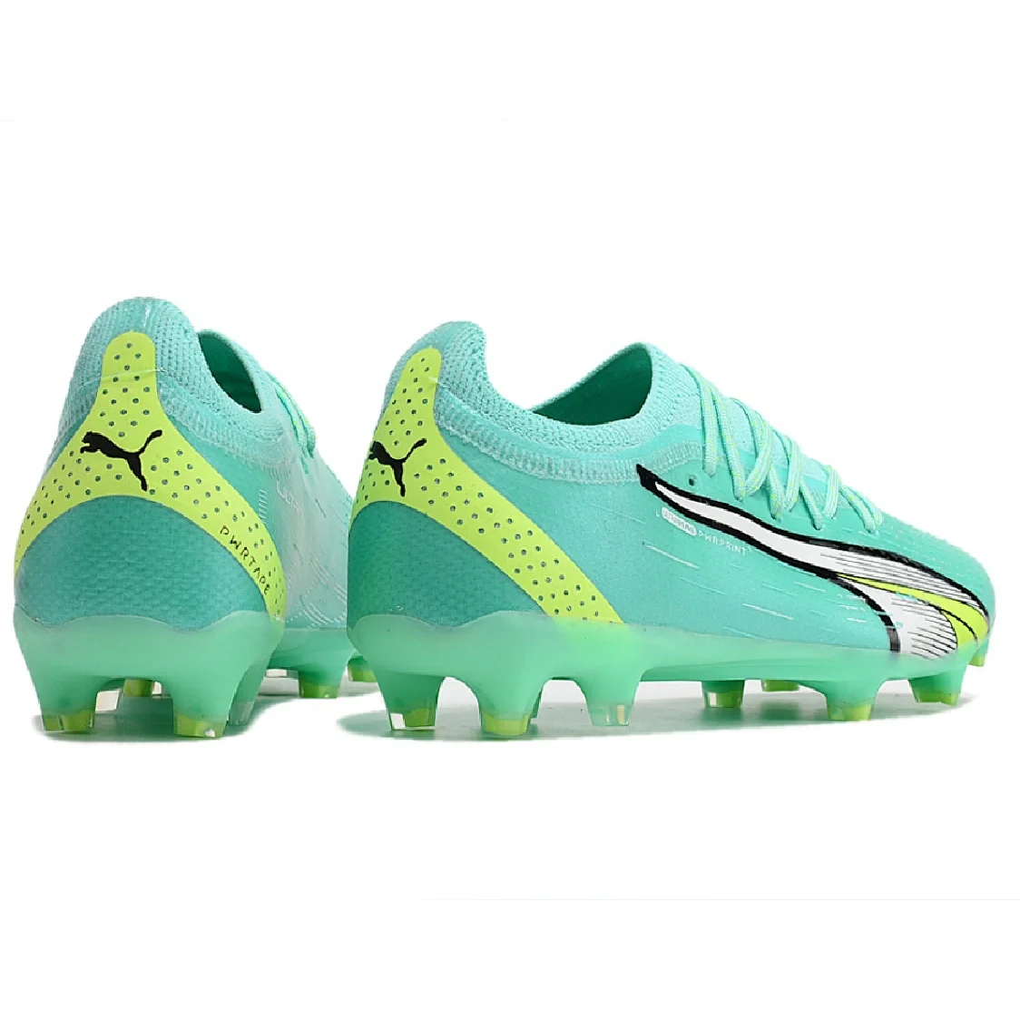Botas de fútbol Puma Ultra Ultimate FG para terreno firme, color verde y negro