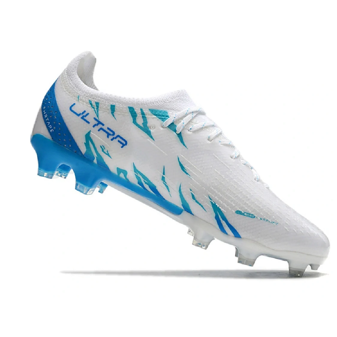 Botas de fútbol Puma Ultra Ultimate FG para terreno firme, color blanco y azul