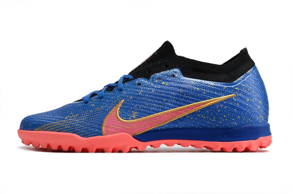 Nike Zoom Mercurial Vapor 15 Elite Blue Pink and Gold Turf TF Football Boot